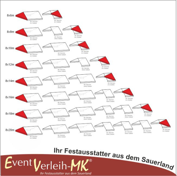 Festzelt 8x10m; weiß, feuersicher